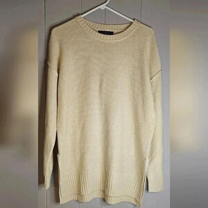 MEROKEETY Cream Pull Over Sweater, Medium